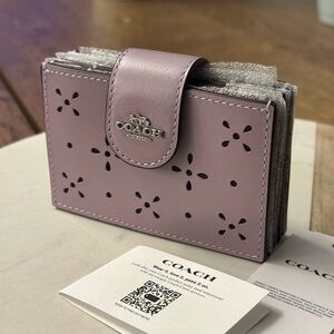 NWT! NEW! Coach Perforated Leather Accordion Card Case Purple Women